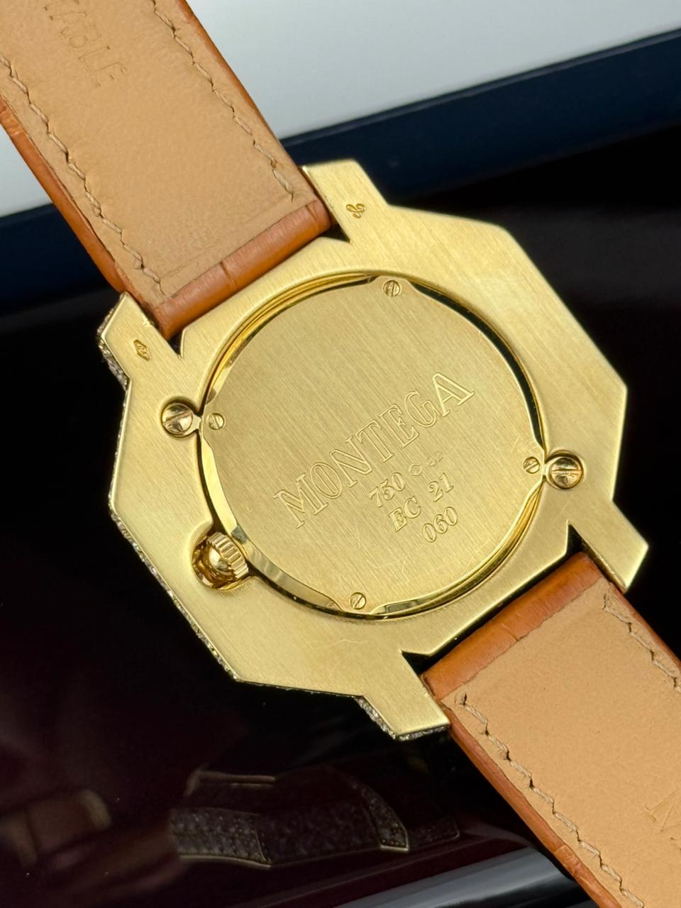 Montega YellowGold Petal Dial Pave Diamond Bezel Watch