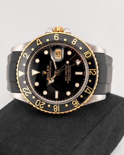 Rolex GMT-Master Steel & YelloGold Bezel Black Dial With Strap
