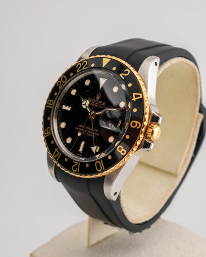 Rolex GMT-Master Steel & YelloGold Bezel Black Dial With Strap