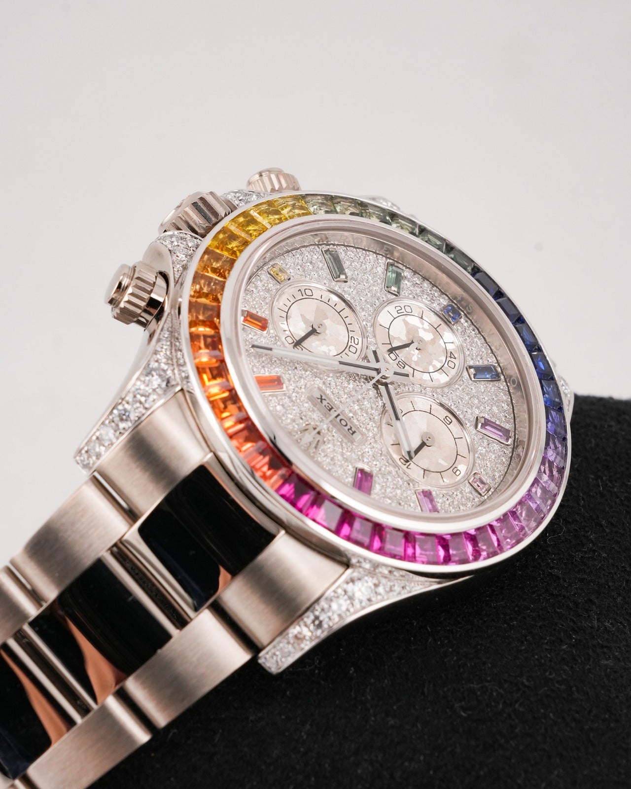 Rolex Cosmograph Daytona White Gold After-Set Custom Rainbow