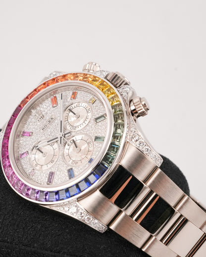 Rolex Cosmograph Daytona White Gold After-Set Custom Rainbow