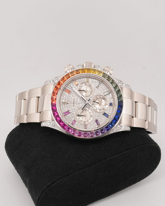 Rolex Cosmograph Daytona White Gold After-Set Custom Rainbow