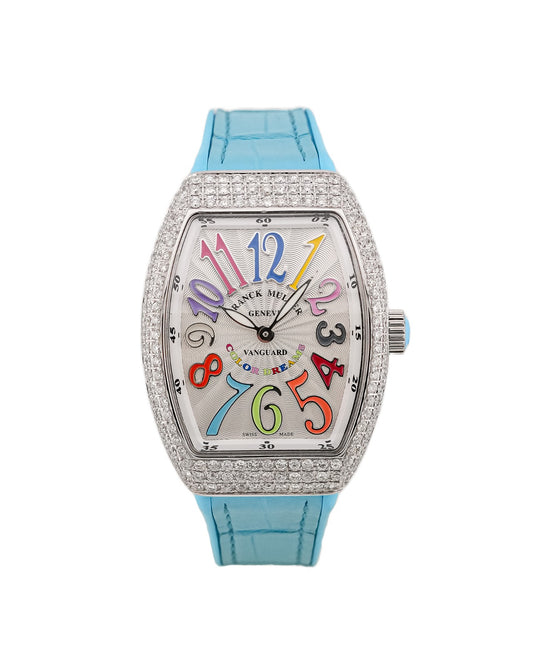 Franck Muller Vanguard 32mm Color dreams Blue Diamond afterset