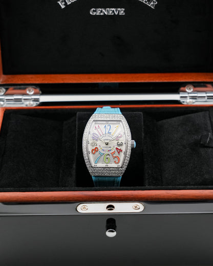 Franck Muller Vanguard 32mm Color dreams Blue Diamond afterset - HOURLY 