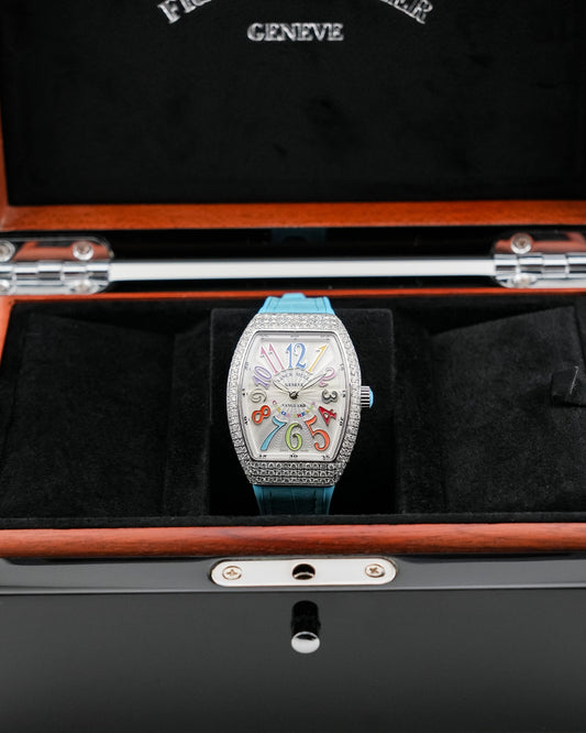 Franck Muller Vanguard 32mm Color dreams Blue Diamond afterset