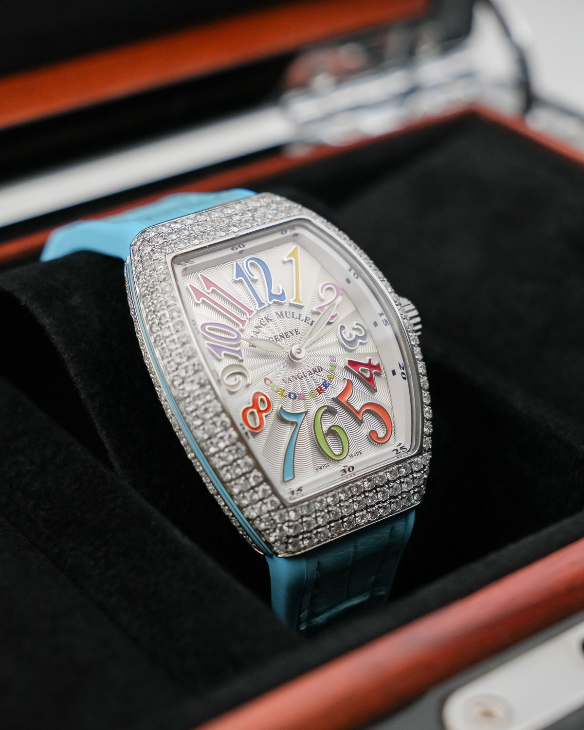 Franck Muller Vanguard 32mm Color dreams Blue Diamond afterset - HOURLY 