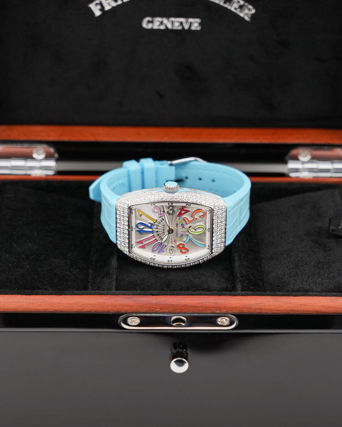 Franck Muller Vanguard 32mm Color dreams Blue Diamond afterset - HOURLY 