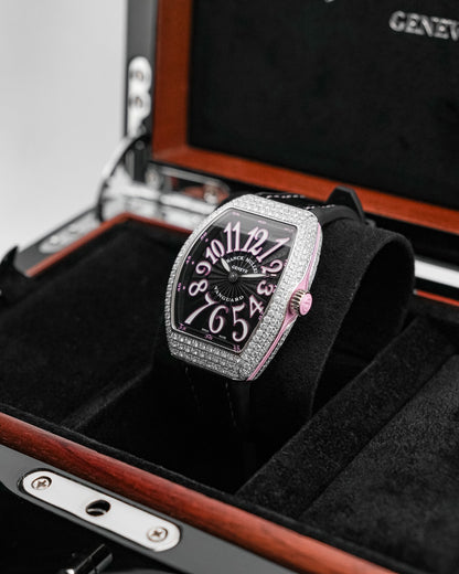 Franck Muller Vanguard 32mm Black Pink Arabic numerals Diamond afterset