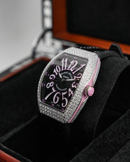 Franck Muller Vanguard 32mm Black Pink Arabic numerals Diamond afterset