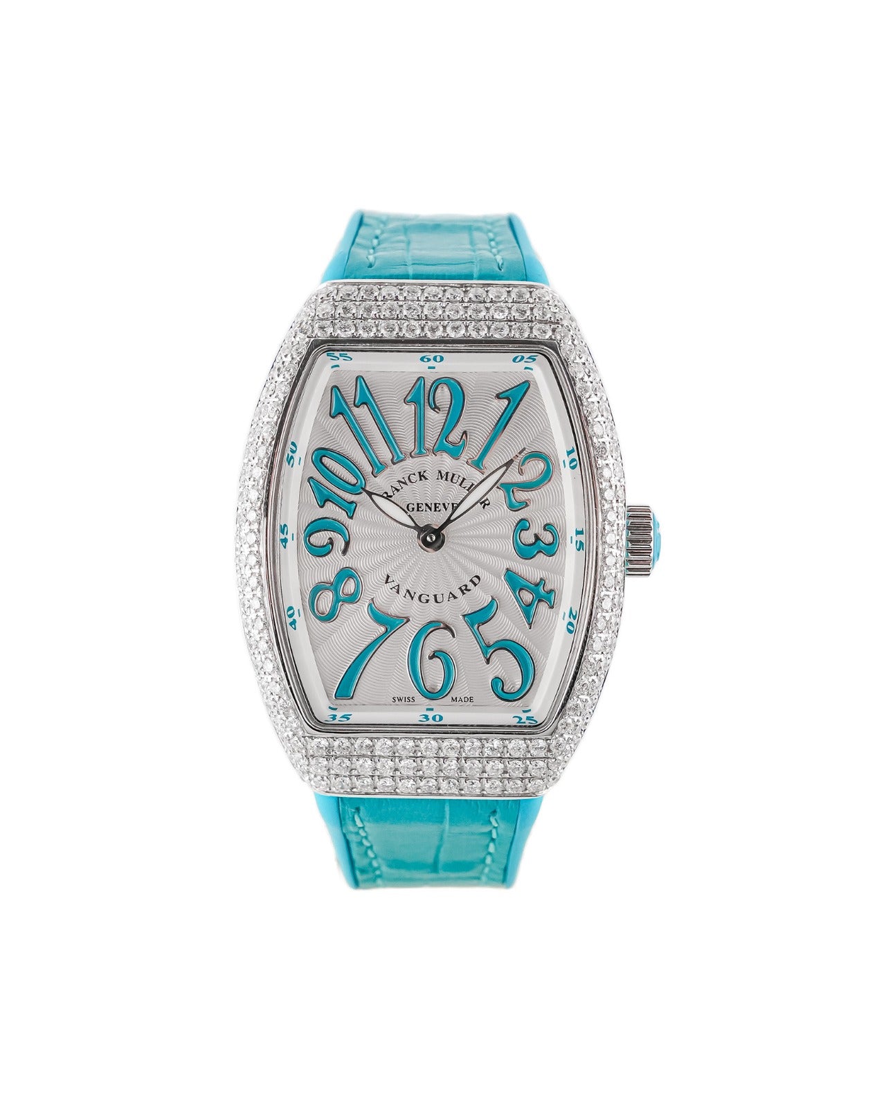 Franck Muller Vanguard 32mm Turquoise Blue Diamond afterset