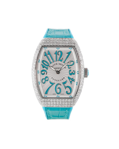 Franck Muller Vanguard 32mm Turquoise Blue Diamond afterset