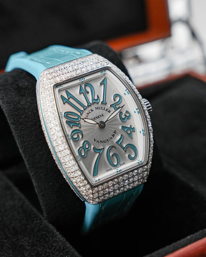 Franck Muller Vanguard 32mm Turquoise Blue Diamond afterset