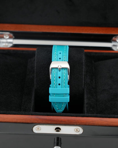 Franck Muller Vanguard 32mm Turquoise Blue afterset Full Pavé - HOURLY 