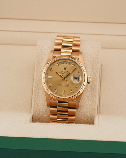 Rolex DayDate 36mm President YellowGold Champagne dial