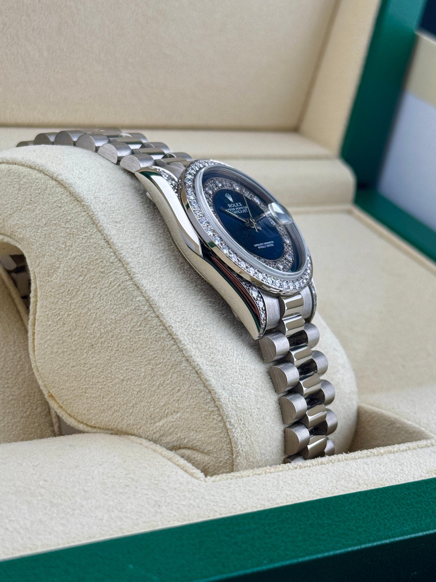 Rolex Datejust 31mm Diamond Bezel Blue diamond Dial Presidential