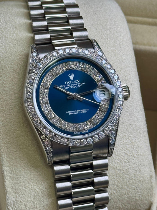 Rolex Datejust 31mm Diamond Bezel Blue diamond Dial Presidential