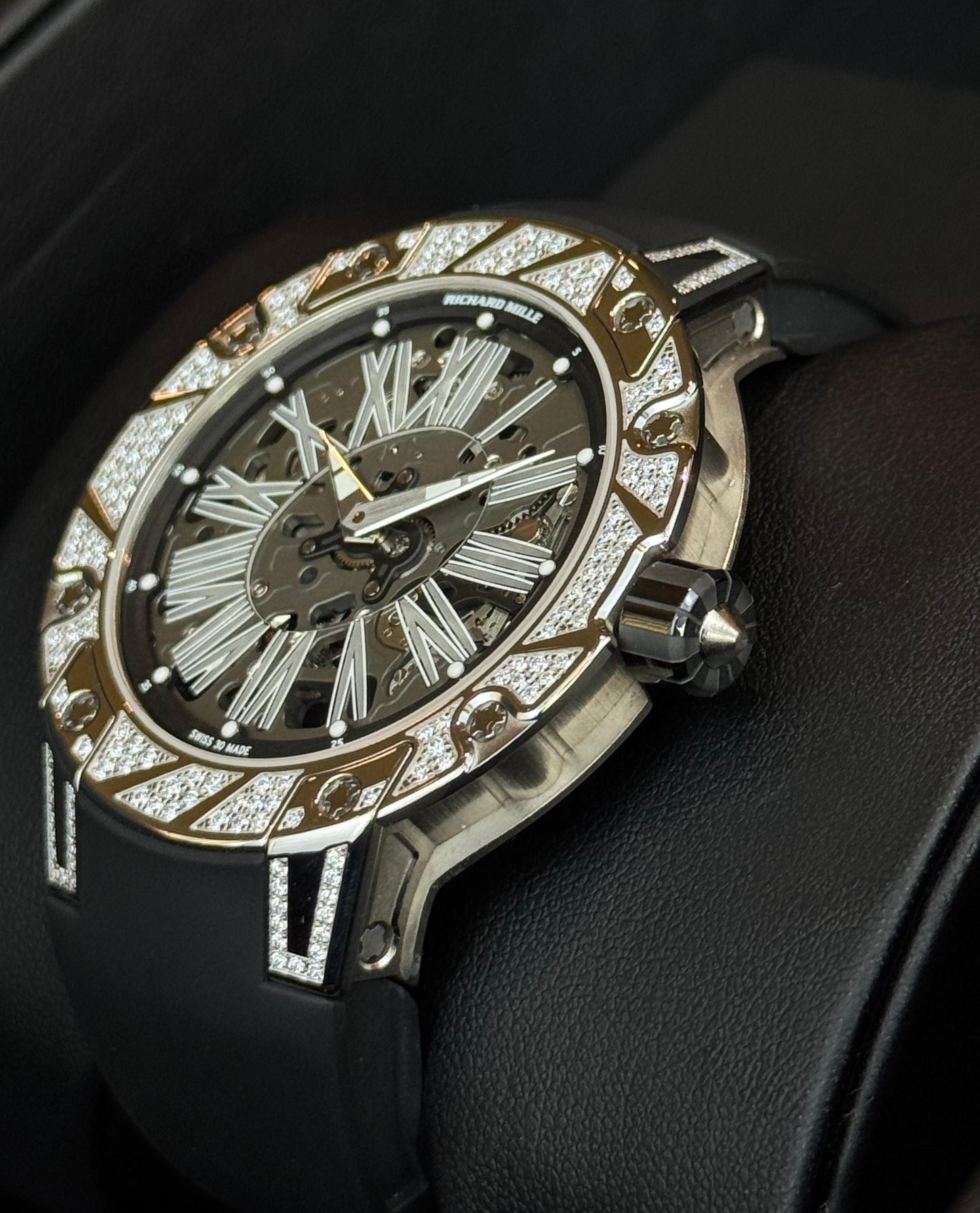 Richard Mille Black Dial 45mm Titanium Diamond Bezel 2016