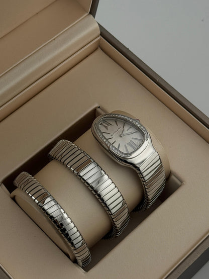 Bvlgari Serpenti Tubogas double-spiral steel bracelet 2013