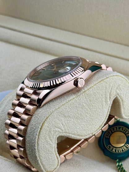 Rolex Daydate 40mm Fluted Olive Dial 2025