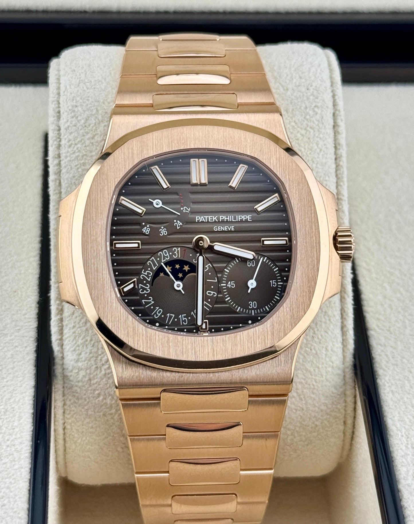 Patek Philippe Nautilus 40mm Rose Gold Sunburst Brown Dial 2024