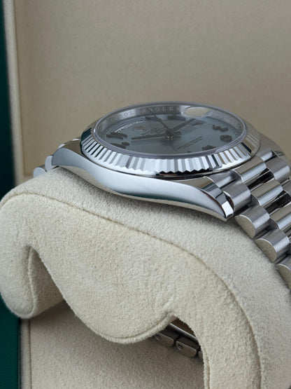Rolex Day-Date 40mm Platinum Ice Blue Arabic Dial 2023