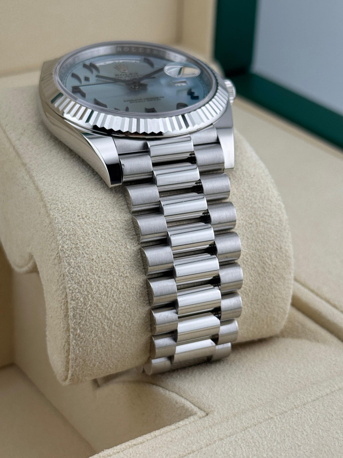 Rolex Day-Date 40mm Platinum Ice Blue Arabic Dial 2023