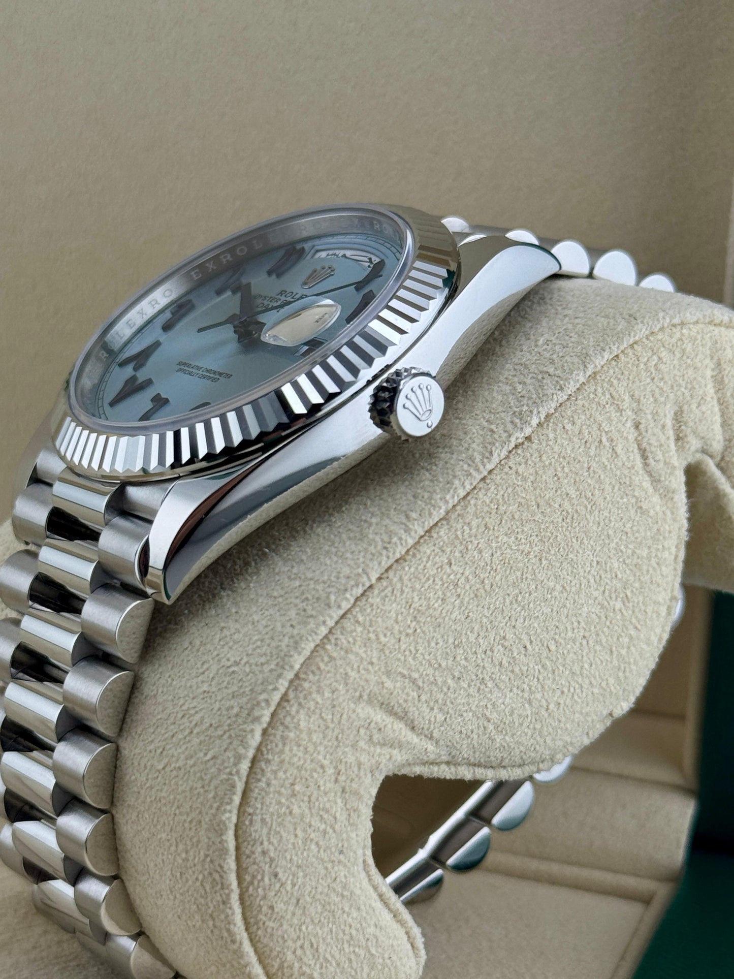 Rolex Day-Date 40mm Platinum Ice Blue Arabic Dial 2023