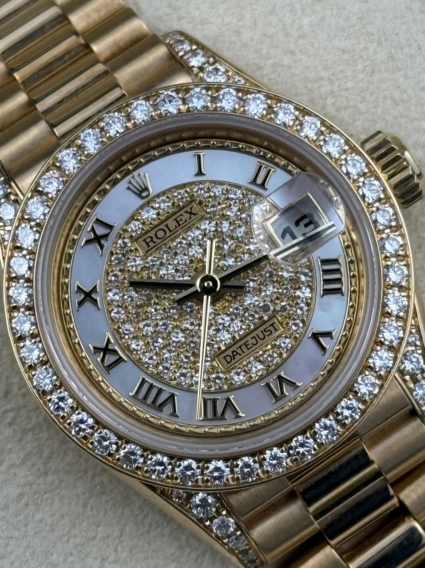 Rolex Datejust 26mm Diamond Bezel MOP Semi Pave Factory President 2000
