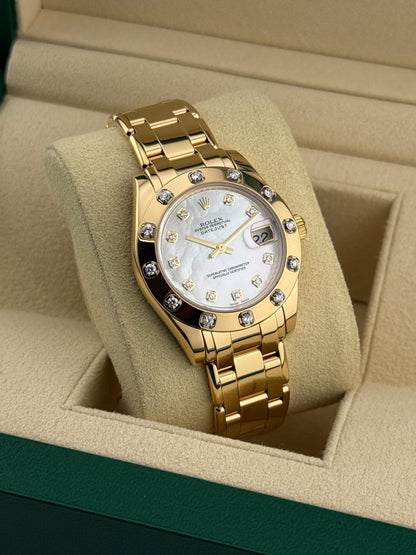 Rolex Datejust Pearlmaster 34mm YellowGold Mother of Pearl Dial & Diamond Bezel 2009