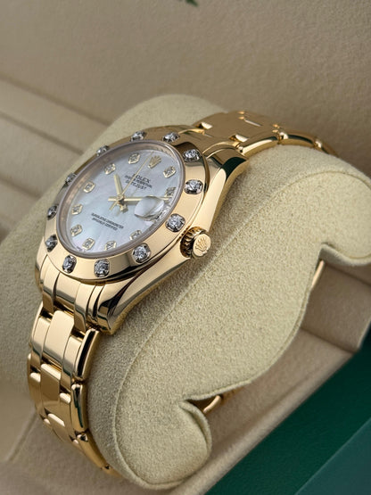Rolex Datejust Pearlmaster 34mm YellowGold Mother of Pearl Dial & Diamond Bezel 2009