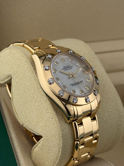 Rolex Datejust Pearlmaster 34mm YellowGold Mother of Pearl Dial & Diamond Bezel 2009