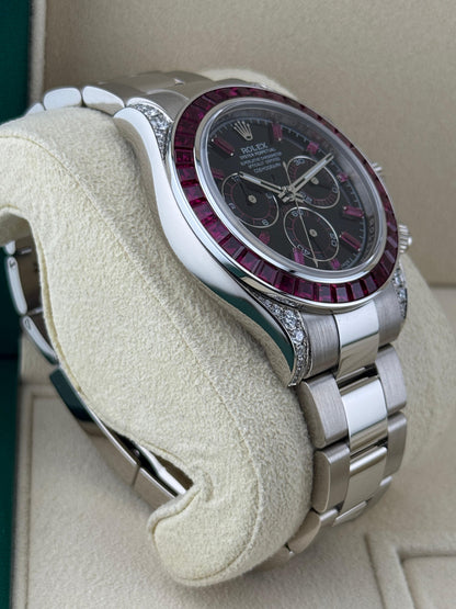 Rolex Cosmograph Daytona 40mm White Gold Ruby Diamonds Aftermarket 2022