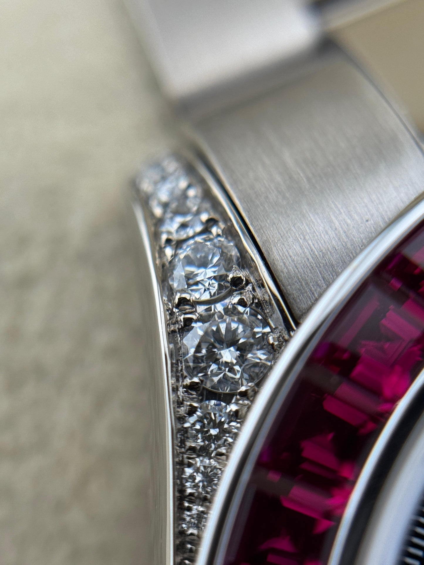 Rolex Cosmograph Daytona 40mm White Gold Ruby Diamonds Aftermarket 2022