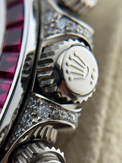 Rolex Cosmograph Daytona 40mm White Gold Ruby Diamonds Aftermarket 2022