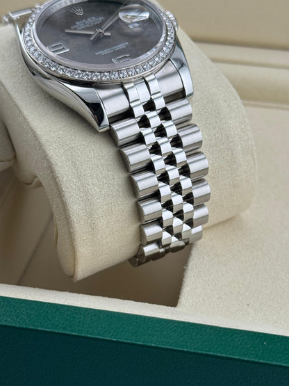 Rolex Datejust 36mm Rhodium Floral Dial Diamond Bezel
