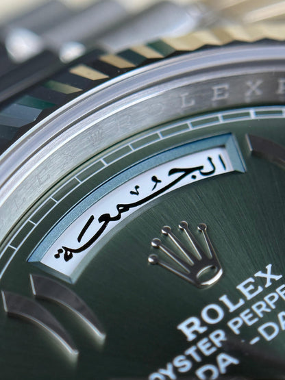 Rolex Day-Date 40mm President Platinum Green Arabic Dial 2025