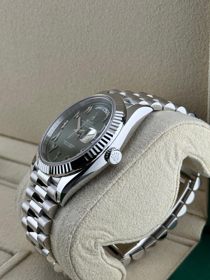 Rolex Day-Date 40mm President Platinum Green Arabic Dial 2025