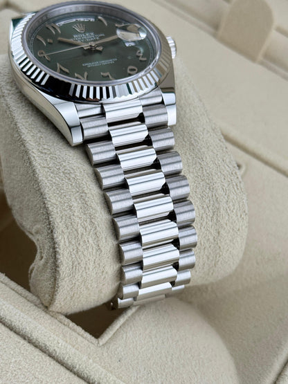 Rolex Day-Date 40mm President Platinum Green Arabic Dial 2025