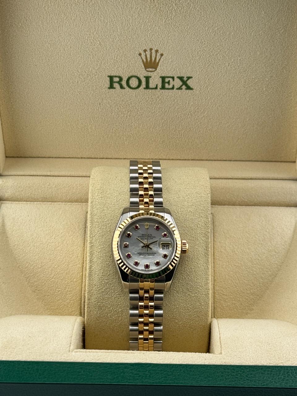 Rolex Datejust 26mm Steel & YellowGold Mother Of Pearl Ruby Dial 2004