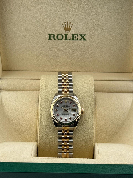 Rolex Datejust 26mm Steel & YellowGold Mother Of Pearl Ruby Dial 2004