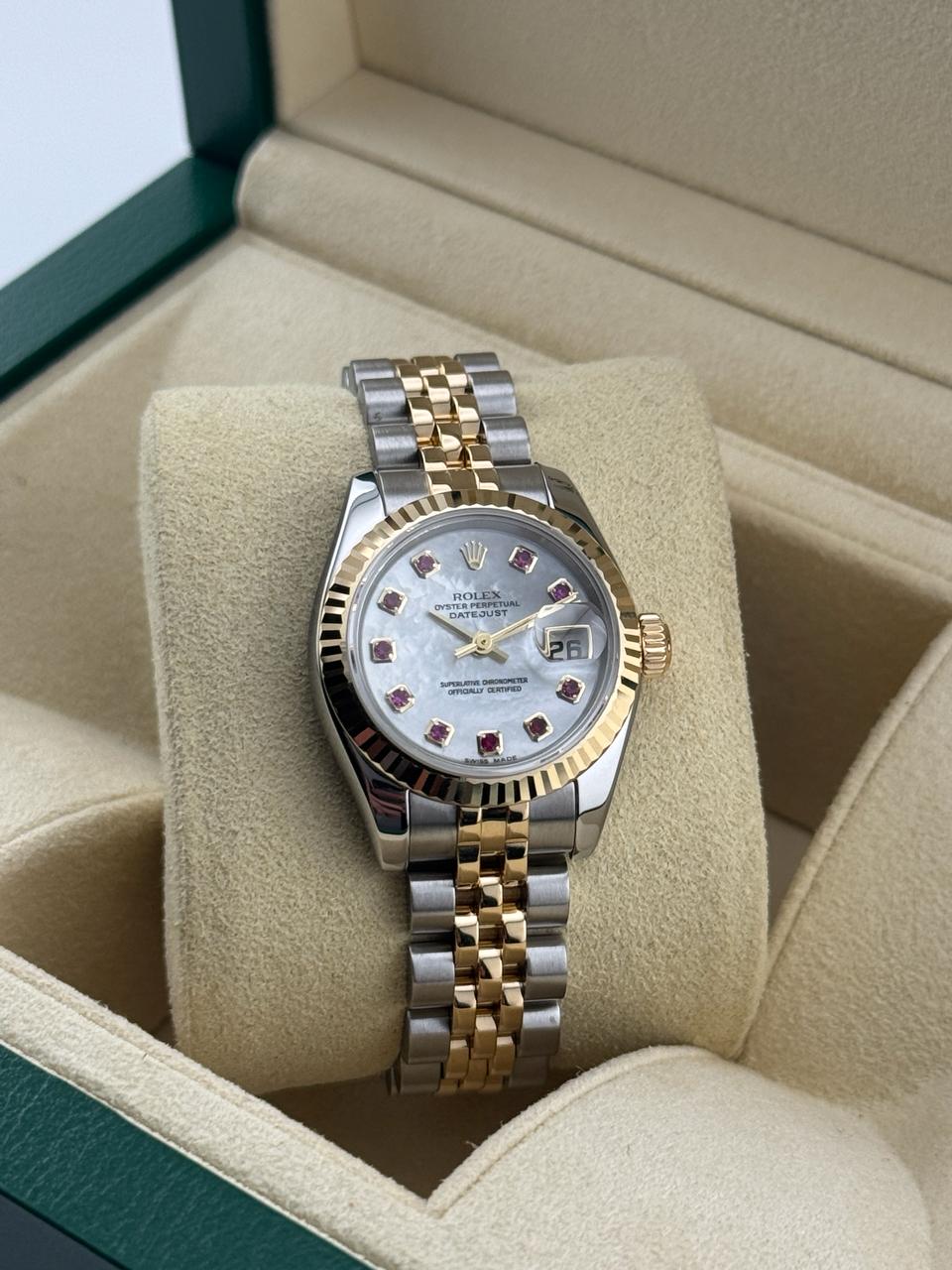 Rolex Datejust 26mm Steel & YellowGold Mother Of Pearl Ruby Dial 2004