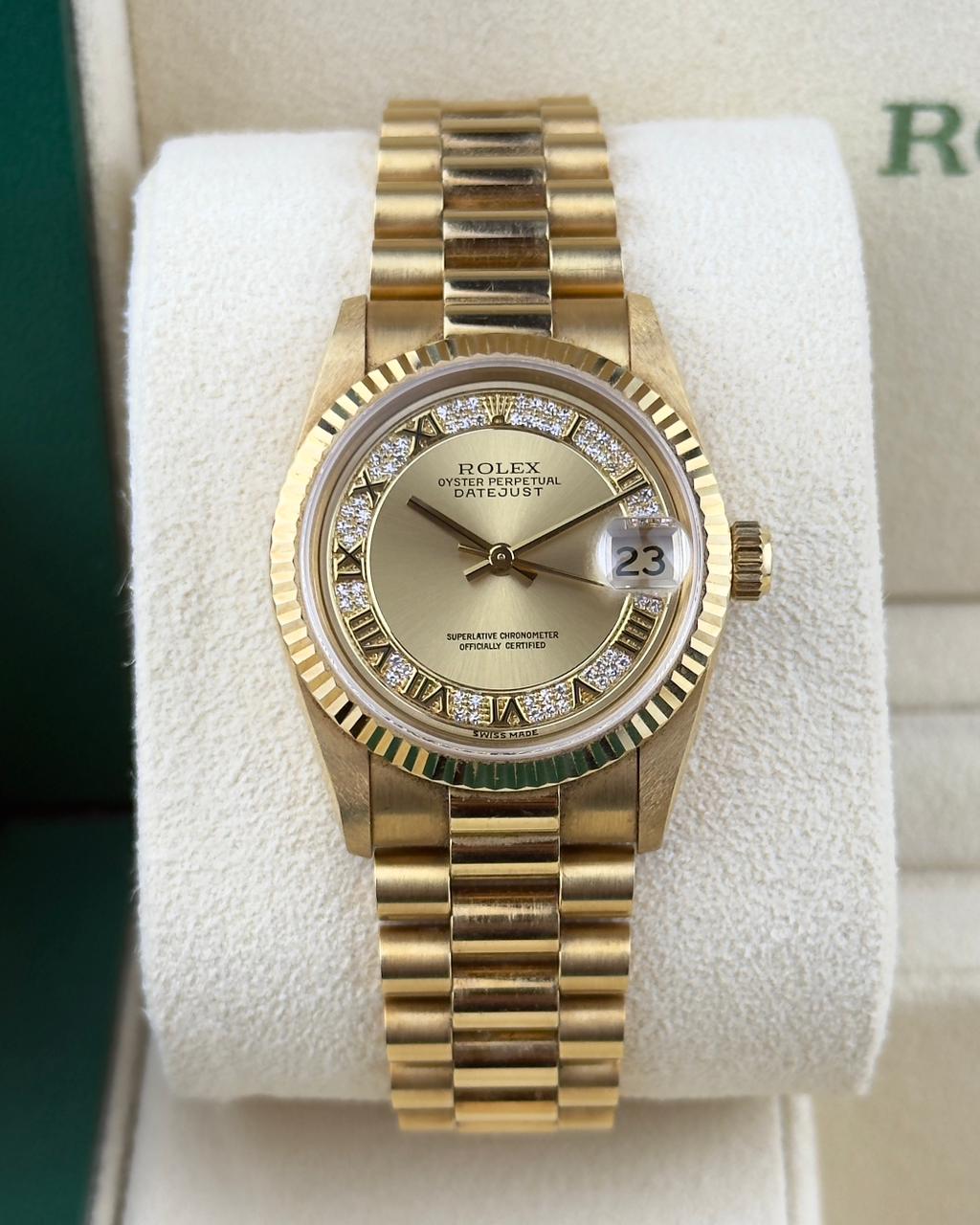 Rolex Datejust 31mm YellowGold Champagne Pave Dial 1997 - HOURLY 