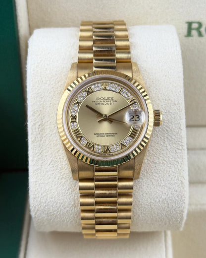 Rolex Datejust 31mm YellowGold Champagne Pave Dial 1997 - HOURLY 