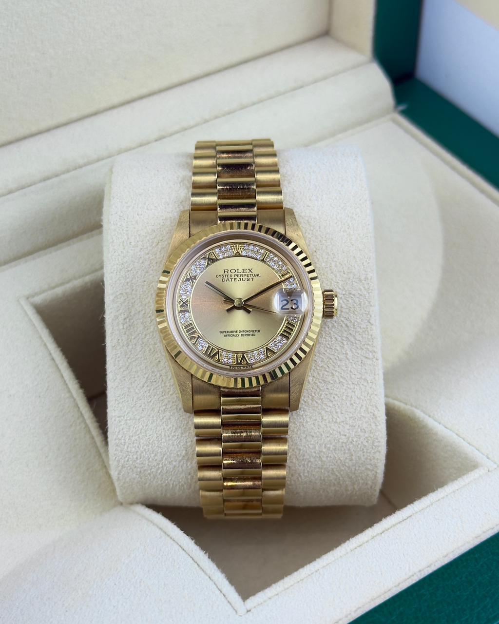 Rolex Datejust 31mm YellowGold Champagne Pave Dial 1997 - HOURLY 