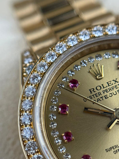 Rolex Datejust 26mm YellowGold Ruby Diamond Dial 1991