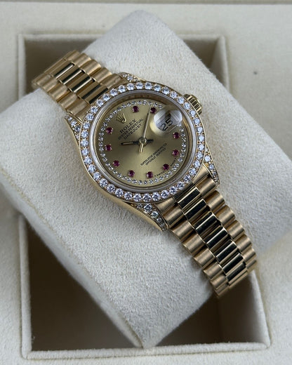 Rolex Datejust 26mm YellowGold Ruby Diamond Dial 1991