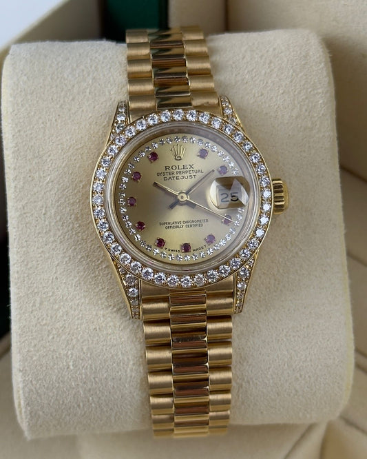 Rolex Datejust 26mm YellowGold Ruby Diamond Dial 1991