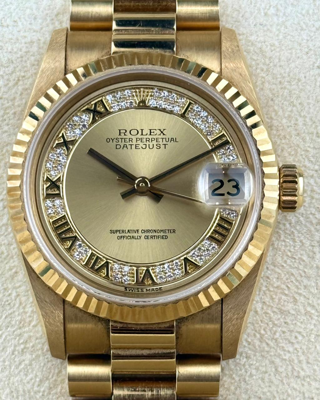 Rolex Datejust 31mm YellowGold Champagne Pave Dial 1997 - HOURLY 