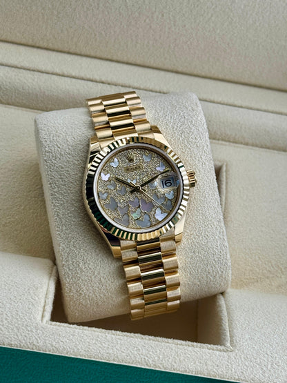 Rolex Datejust 31mm YellowGold Mother-of-pearl butterfly motifs 2021 - HOURLY 