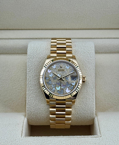 Rolex Datejust 31mm YellowGold Mother-of-pearl butterfly motifs 2021 - HOURLY 